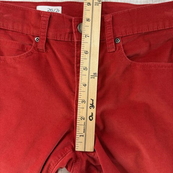 Gap 1969 Women's Red Corduroy Slim Leg Pants Size 26r Holiday Legging Low Rise - Picture 12 of 15